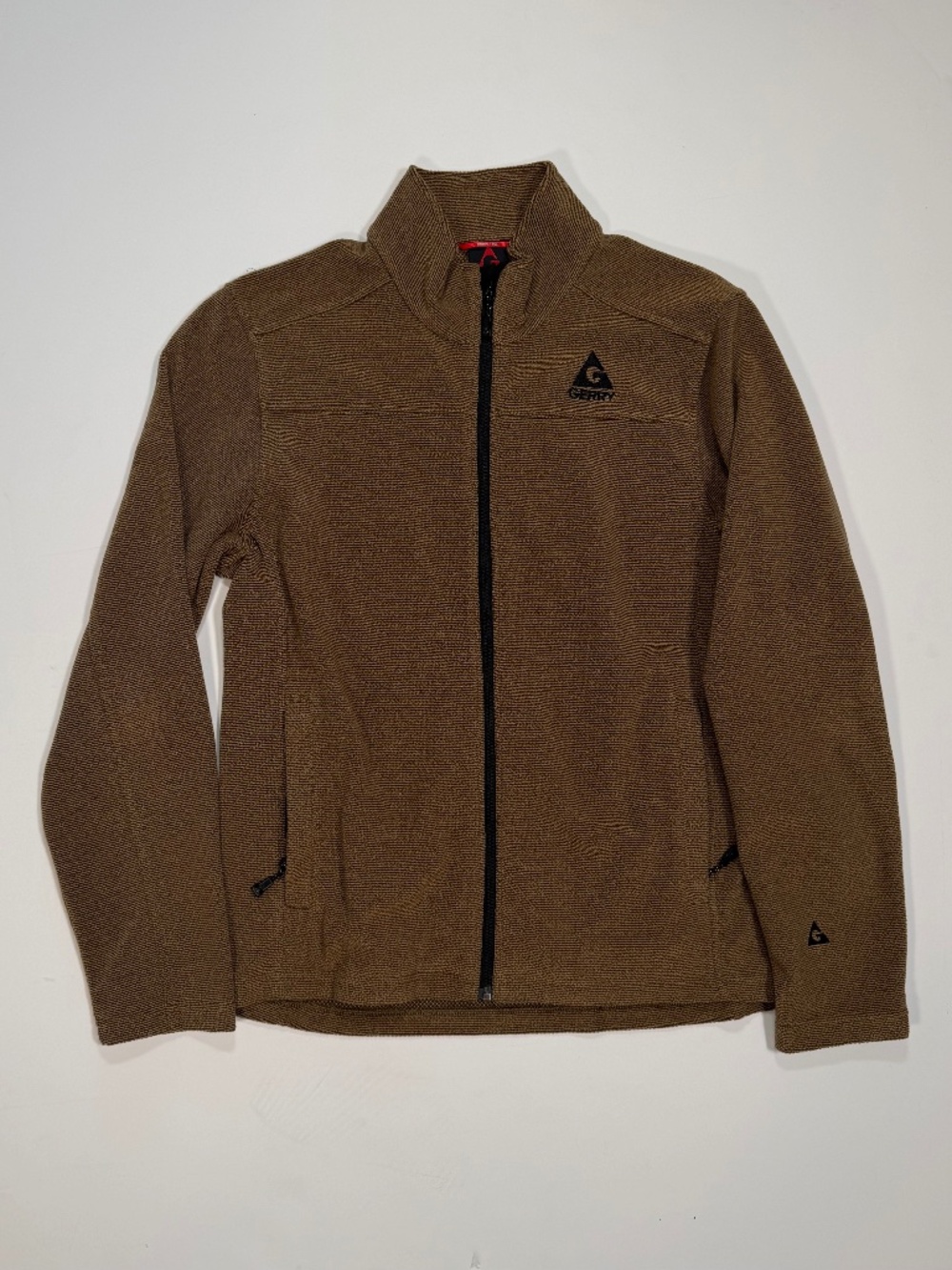 Gerry Men's Waffle Textured 1/4 Zip Pullover Fleece Jacket - Coyote Brown/Tan M